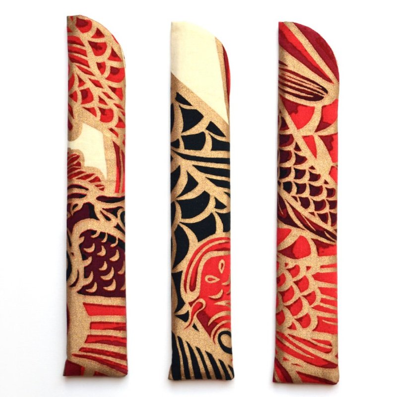 扇子ケース Red Carp - 扇子・うちわ - コットン・麻 レッド