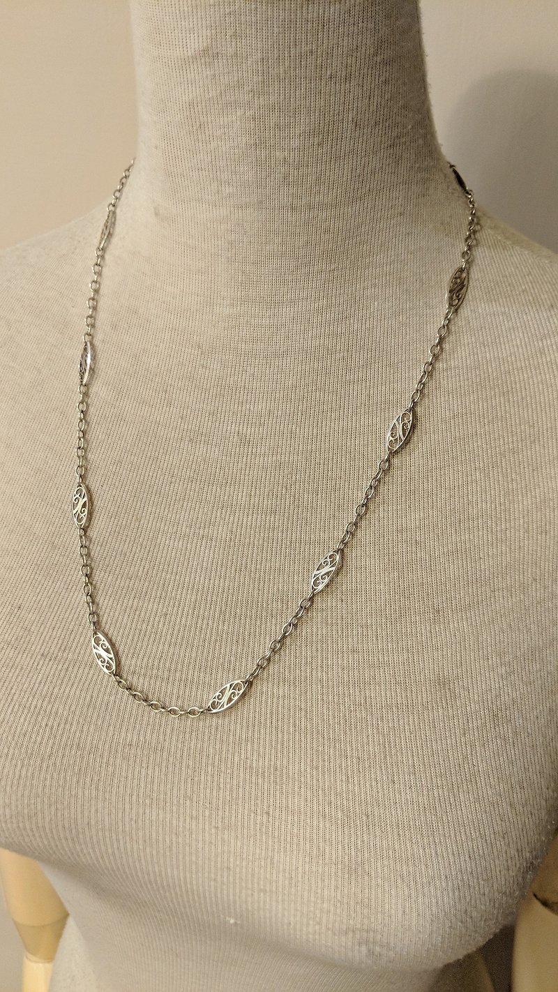 Vintage Sterling Silver Necklace - สร้อยคอ - โลหะ 