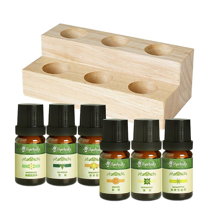 [herbally Herbal Truth]六面体ウッドフレームシングルエッセンシャルオイルセット（10mlx6） - アロマ・線香 - 木製 