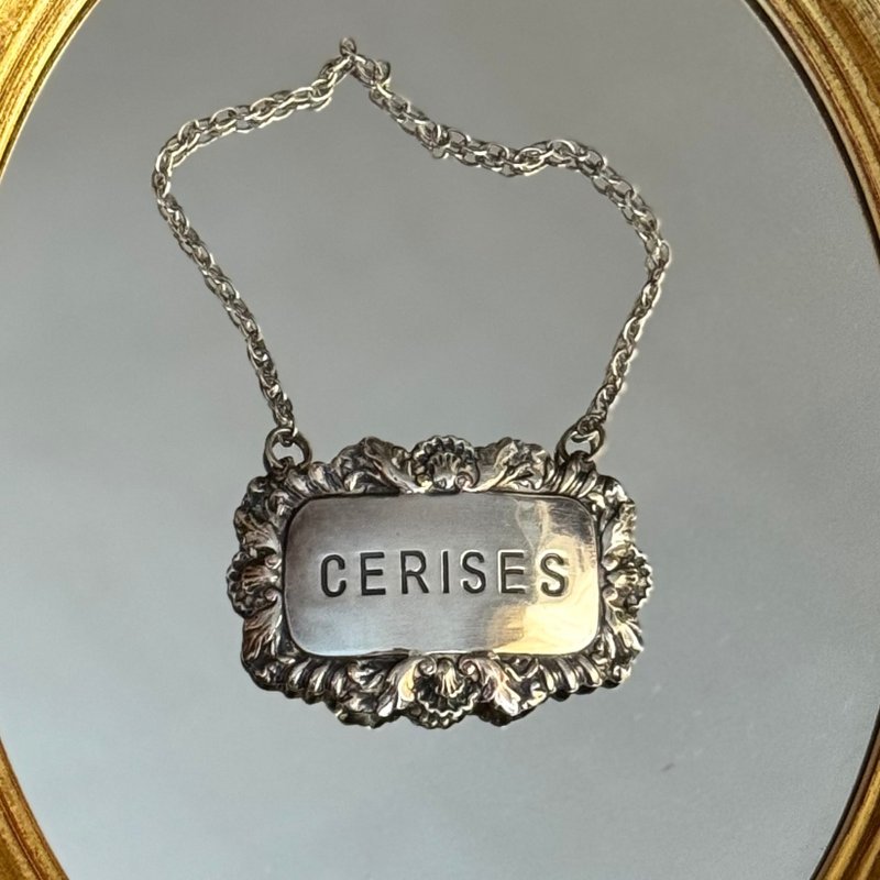 *50951-迷人法國鍍銀櫻桃酒CERISES酒牌 - 酒杯/酒器 - 銀 