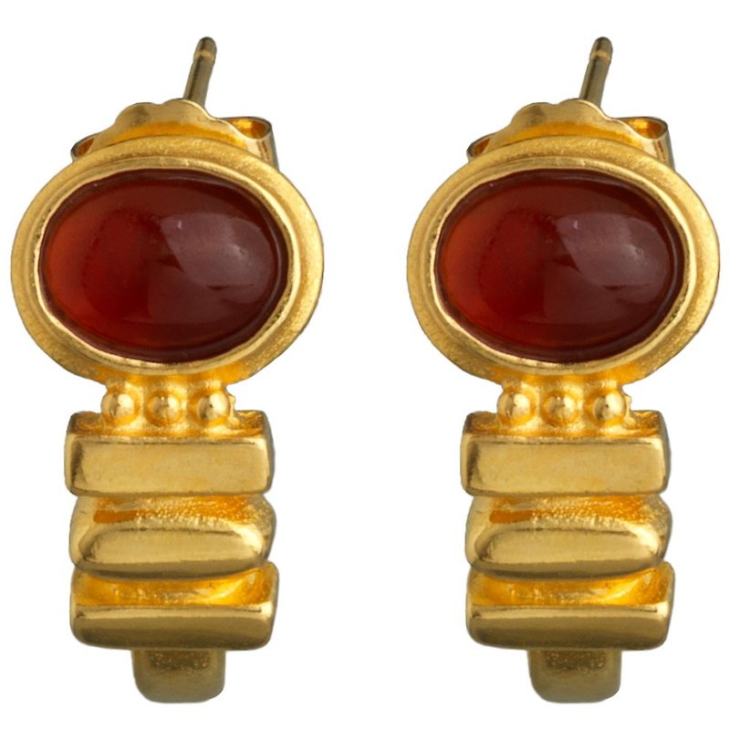 Greek style red agate earrings - Earrings & Clip-ons - Gemstone Gold