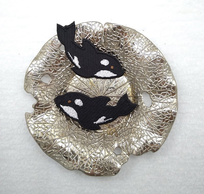 งานปัก สติกเกอร์ สีเงิน - Ocean Series Killer Whale--Embroidery Sticker Ocean Killer Fish Hot Sticker