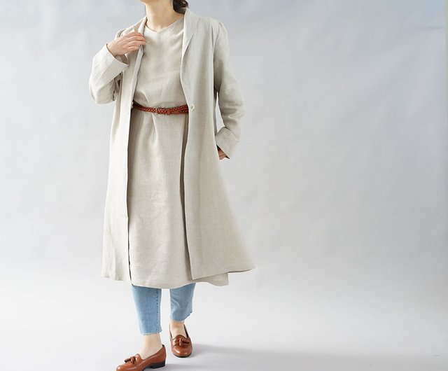 wafu - リネン羽織 ロング丈 ショールカラーコート ヘチマ襟 長袖 wafu - リネン羽織 ロング丈 ショールカラーコート ヘチマ襟 長袖