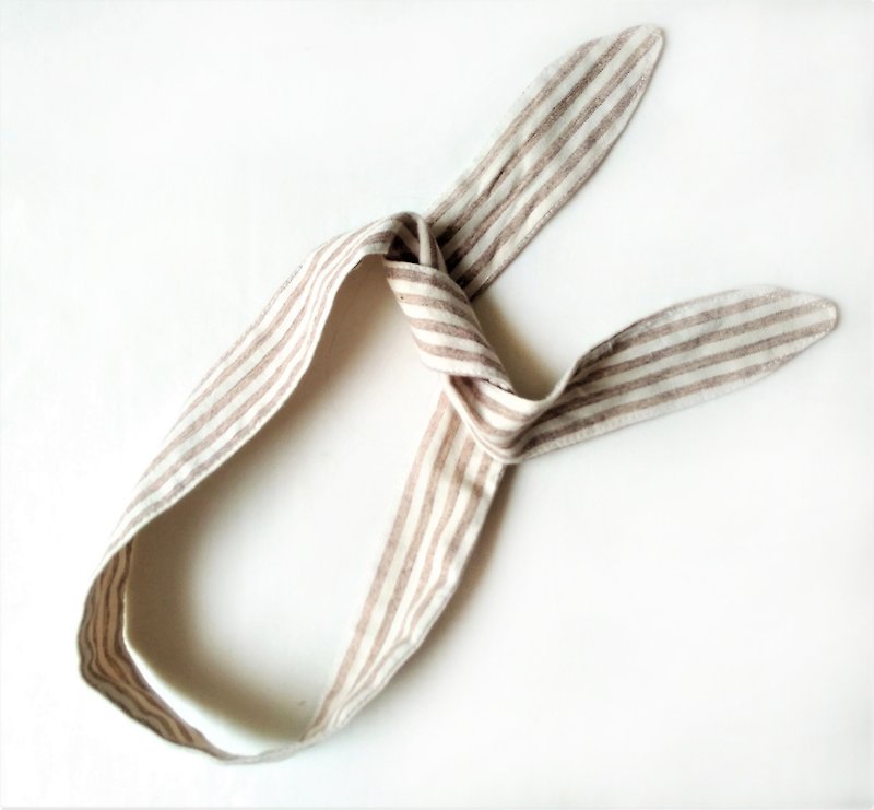 Limited - French bean paste - 1000 morning double ring hand strap strap tied hair band - Hair Accessories - Cotton & Hemp Brown