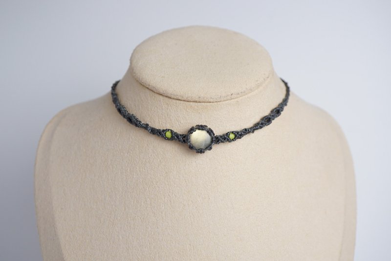 Elongated paraffin thread braided neck cord collar - Chokers - Gemstone Gray