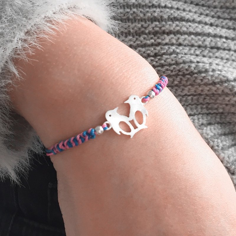 Double Penguin Knots Bracelet | Penguin Bracelet | Love String Bracelet | Love - สร้อยข้อมือ - เงิน 