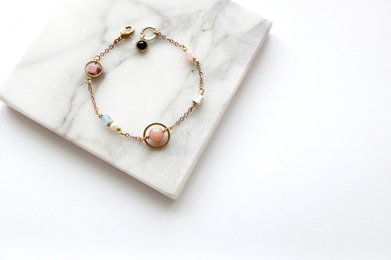 Bronze bracelets | Sun Stone| White Turquoise | Rose Quartz | Rosetta Stone - สร้อยข้อมือ - ทองแดงทองเหลือง 