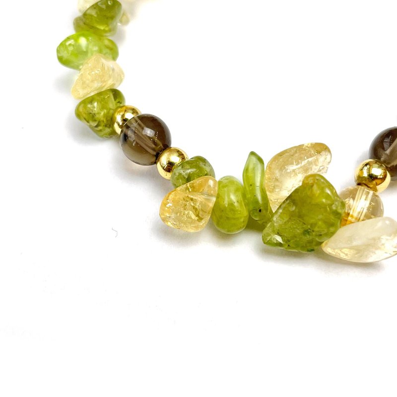 Flower Stone Stone Shell Topaz Natural Crystal Japanese Handmade Gift Energy Stone Bracelet - สร้อยข้อมือ - คริสตัล สีเขียว