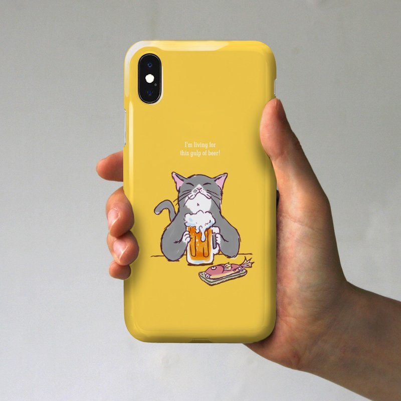 iPhone case cat is beer yellow - เคส/ซองมือถือ - พลาสติก สีเหลือง