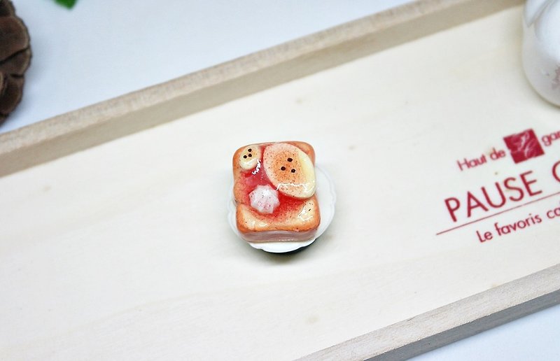 =>Clay Series - Strawberry Sauce Banana Thick Toast - => Magnet Series - Magnets - Clay Red