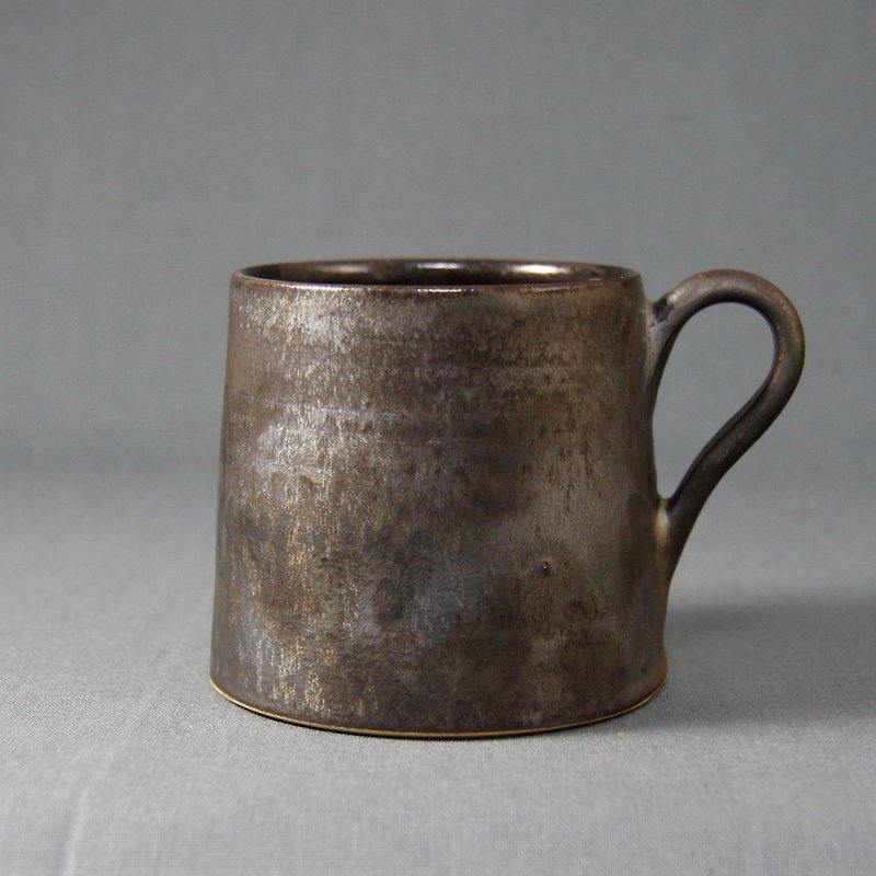 油滴金屬色山形杯,茶杯,馬克杯,水杯,咖啡杯,杯蓋-約350ml - 咖啡杯/馬克杯 - 陶 黑色