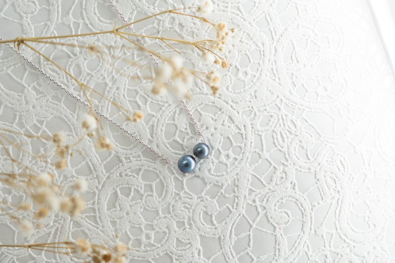 ::Goddess Essentials:: Kobe Black Pearl Necklace‧Clavicle Chain - สร้อยคอ - ไข่มุก ขาว