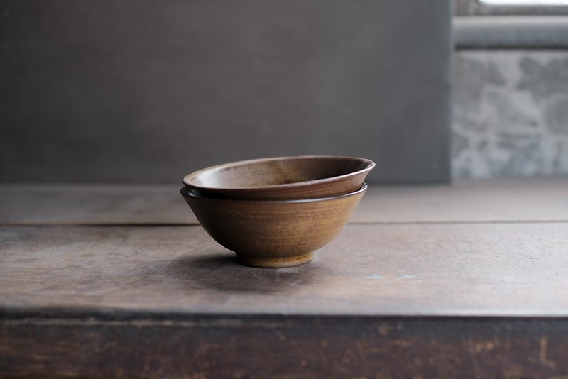 [Refurbished] Brown glazed pottery bowls l 2 in a set (please read the product description carefully before placing an order) - ถ้วยชาม - ดินเผา สีนำ้ตาล