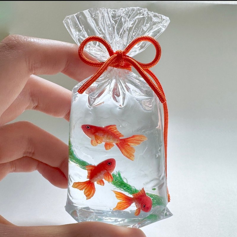 受注制作　縁日の金魚袋　金魚３匹　置物 - 擺飾/家飾品 - 樹脂 