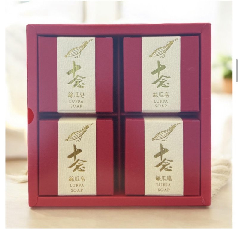 十念絲瓜皂禮盒 4入皂 每顆110克 附手提袋 - 香氛/精油/擴香 - 植物．花 紅色