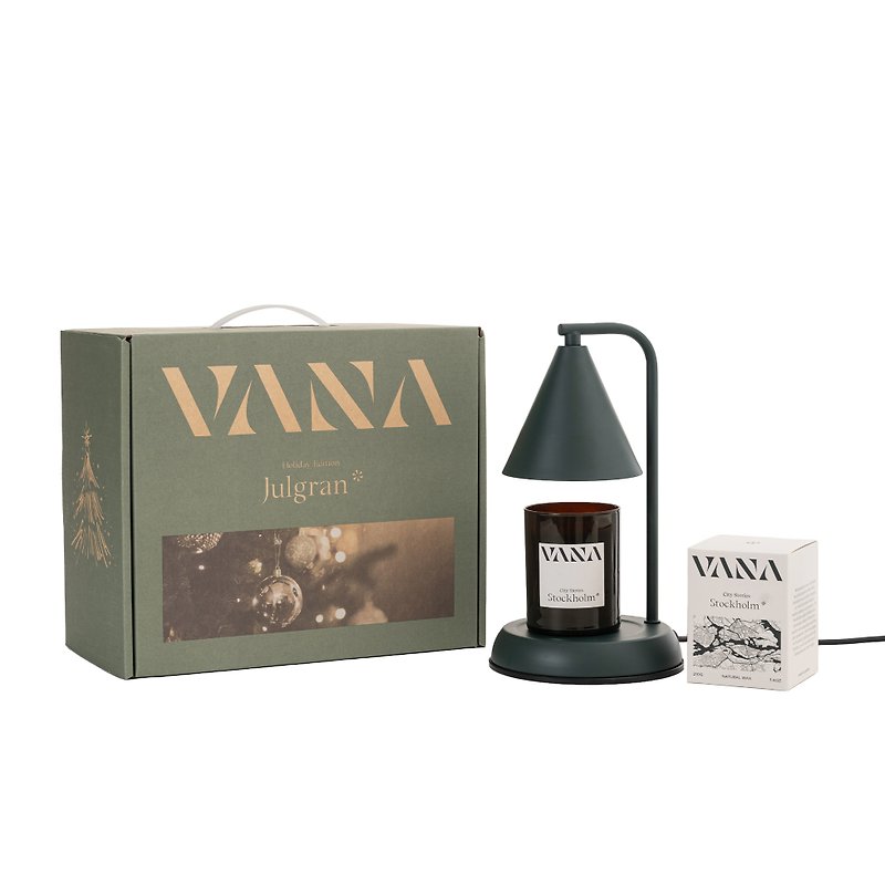 Lagom no.24 Metal Fragrance Wax Lamp Gift Box - Forest Green, 2 types in total - Candles & Candle Holders - Wax Green