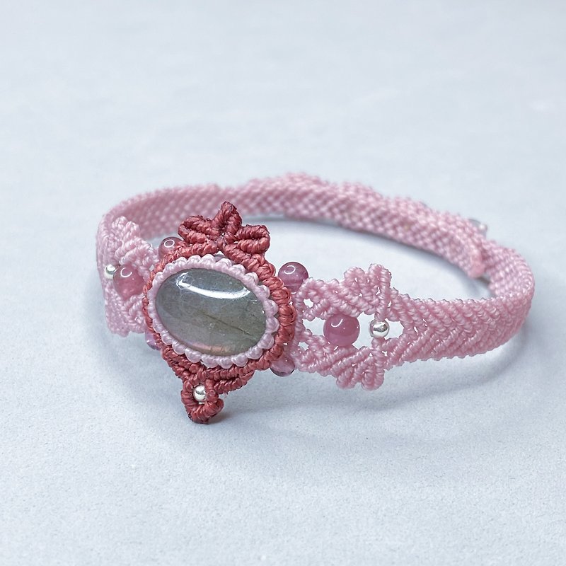 |サークル|ラブラドライトブレスレット手織りのクリスマスプレゼント - ブレスレット - 宝石 ピンク