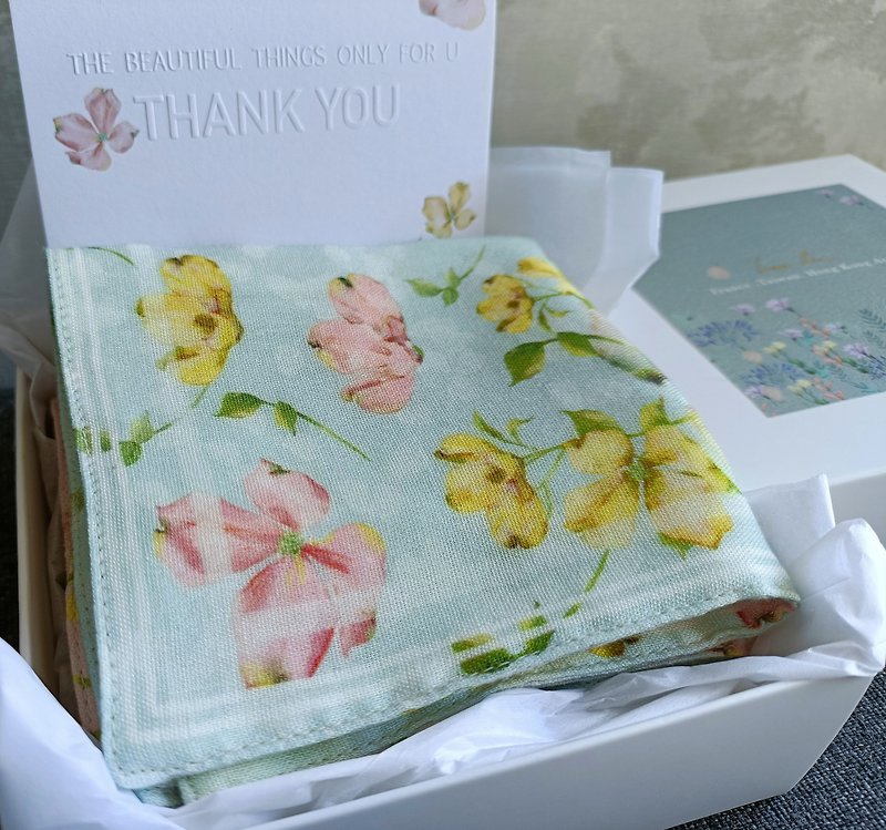Enmo Lin Original Creative Handkerchief Gift - ผ้าเช็ดหน้า - ผ้าฝ้าย/ผ้าลินิน สึชมพู