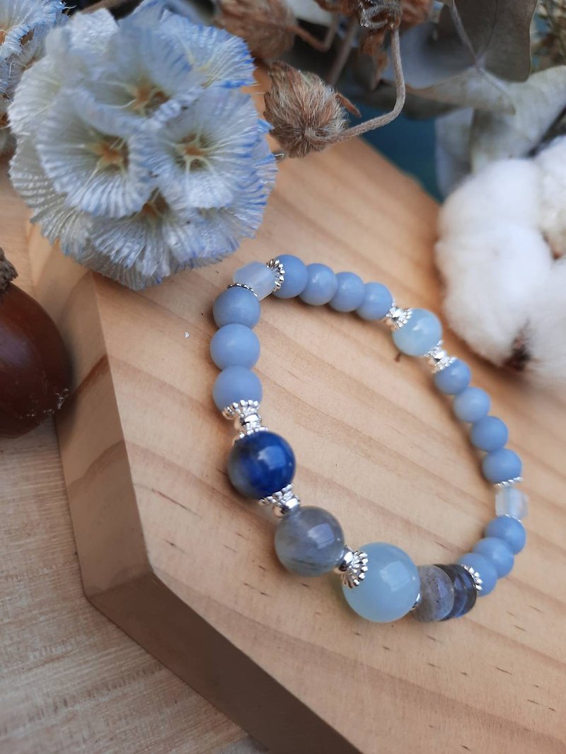 Angel Series - Soul enjoin furans - (aquamarine, Stone angel, Stone, labradorite) - Bracelets - Crystal Blue