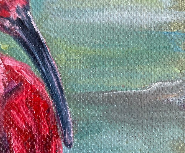 トキの絵 油絵 池の風景画 サギの鳥の絵 - ショップ AsheArt ポスター