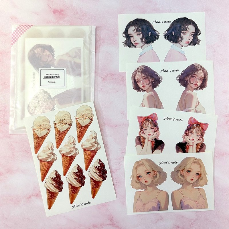 Ice cream pack sticker (anns note) person girl sticker - Stickers - Paper Multicolor