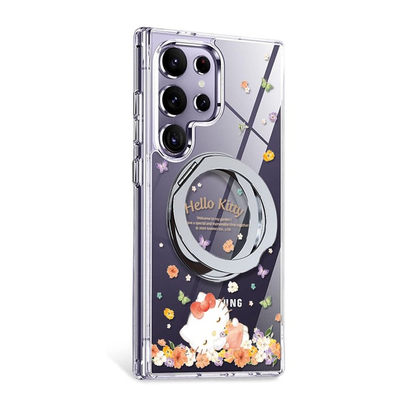 三麗鷗 Samsung S25/S24/A56 軍規360旋轉磁吸立架殼-午覺凱蒂 - 手機殼/手機套 - 其他材質 多色