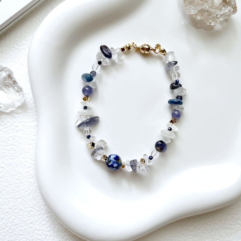 Indigo[Lapis Lazuli] No. 6 Design Bracelet - สร้อยข้อมือ - คริสตัล สีเหลือง