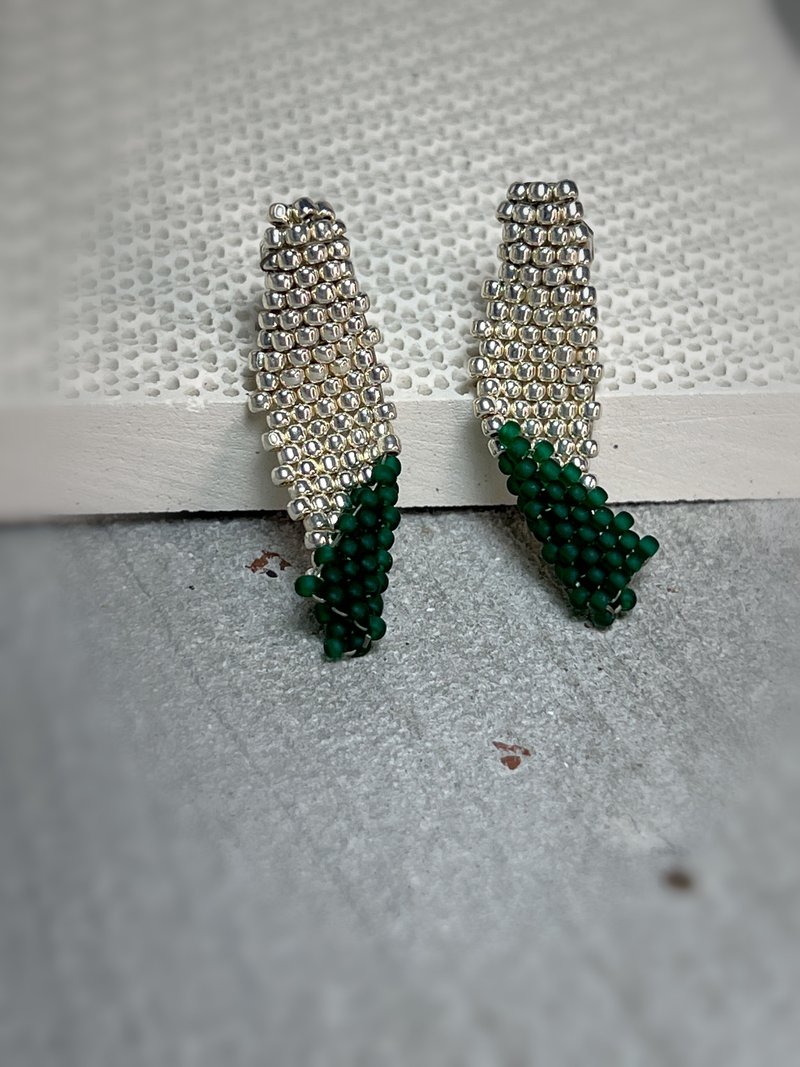 Twin-Geometry Collection Hand Braided Earrings - Earrings & Clip-ons - Other Materials Silver