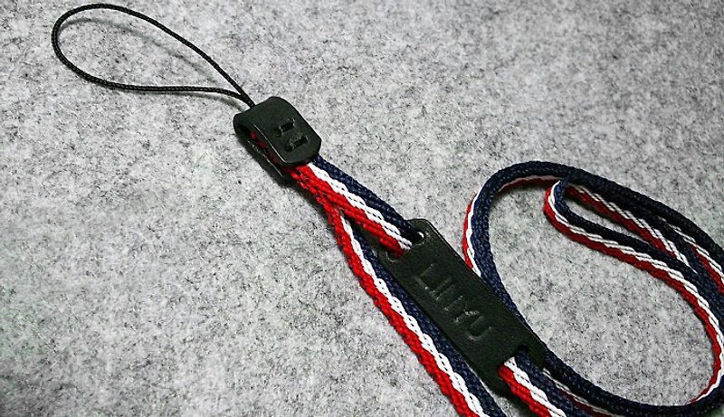 英式風厚織帶+真皮 輕便式頸帶 - 掛繩/吊繩 - 棉．麻 