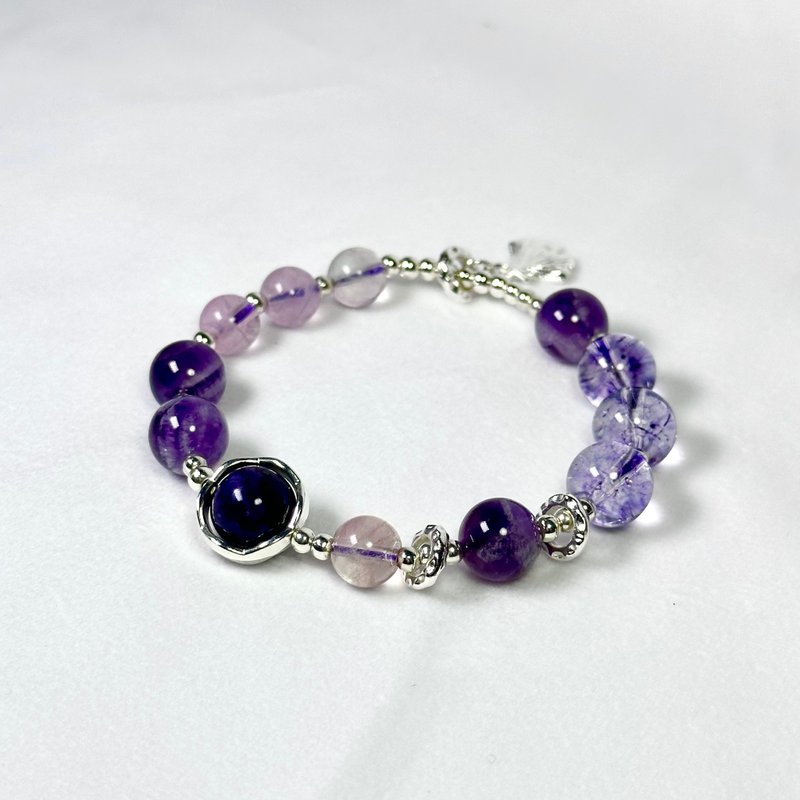 Amethyst Amethyst Amethyst Stone Purple Asay/Enhance Charm/Natural Stone Crystal Customized Gift - Bracelets - Crystal Purple