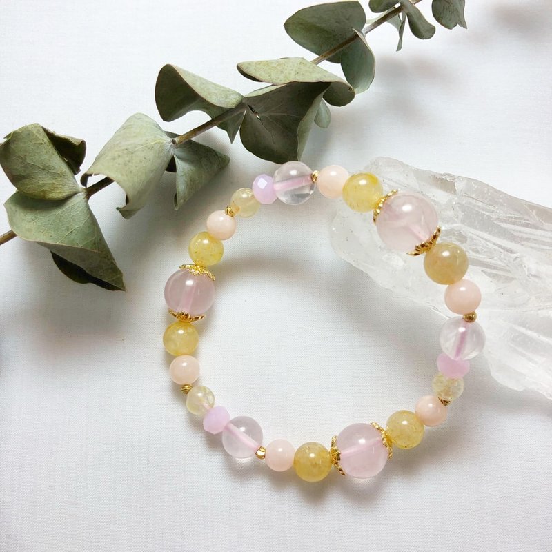 Life Number 8-Spirit Number Chakra Crystal Bracelet/Eighth Chakra/Pink/Gold - Bracelets - Crystal Pink