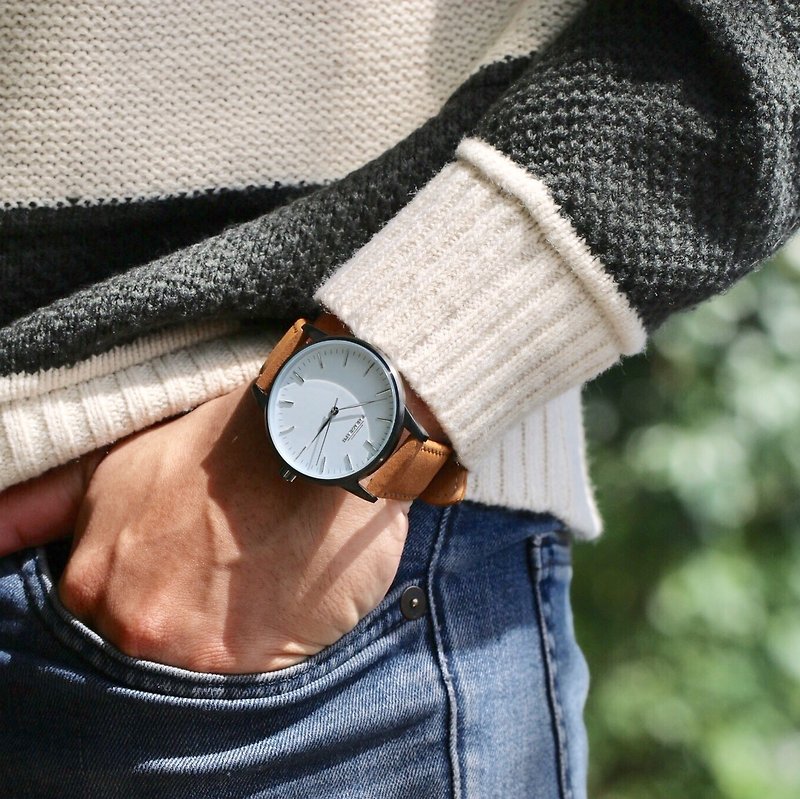 Minimal Watches, The 42 Series/ White Brown - Men's & Unisex Watches - Other Materials Brown