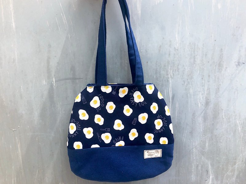 Poached Egg Double-sided Tote Bag (Two Colors)-Big Sale - กระเป๋าถือ - ผ้าฝ้าย/ผ้าลินิน 