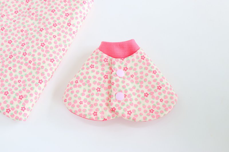 Sweetheart strawberry baby bib and flower bag - ผ้ากันเปื้อน - ผ้าฝ้าย/ผ้าลินิน สึชมพู