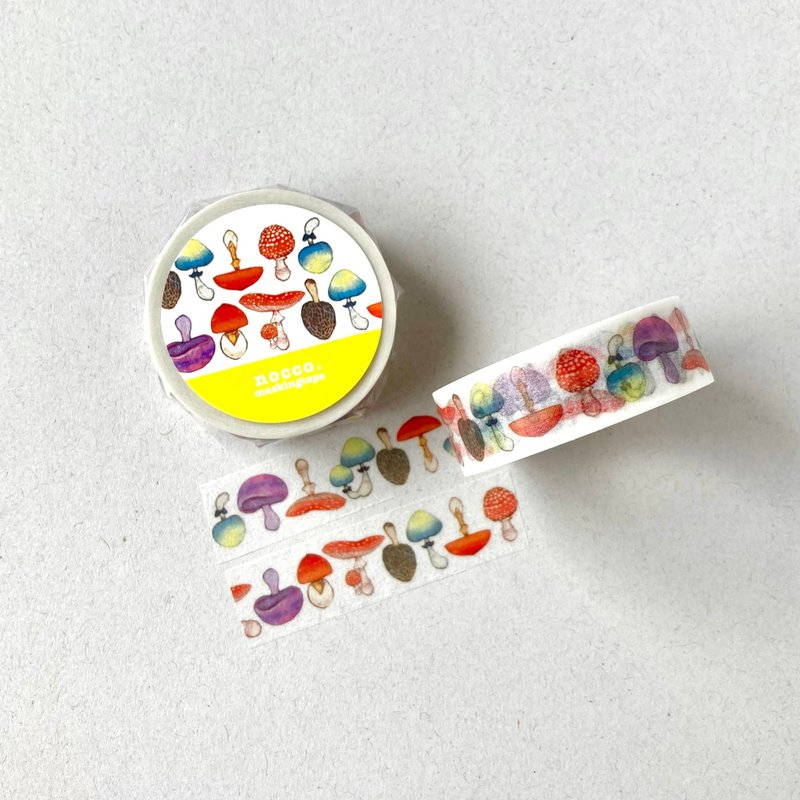 きのこマルチ白マスキングテープ15mm / original masking tape/マステ,美纹纸胶带,文房具,文具,ステーショナリー,紙もの,紙膠帶,贴纸 - 紙膠帶/和紙/PET - 紙 白色