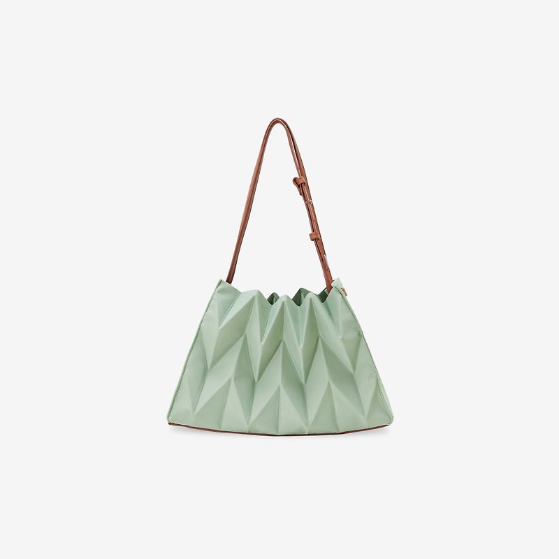 【PAVI STUDIO】W-Gyoza Knotted Thai Design Shoulder Bag-Mint Green Mint - Messenger Bags & Sling Bags - Polyester 