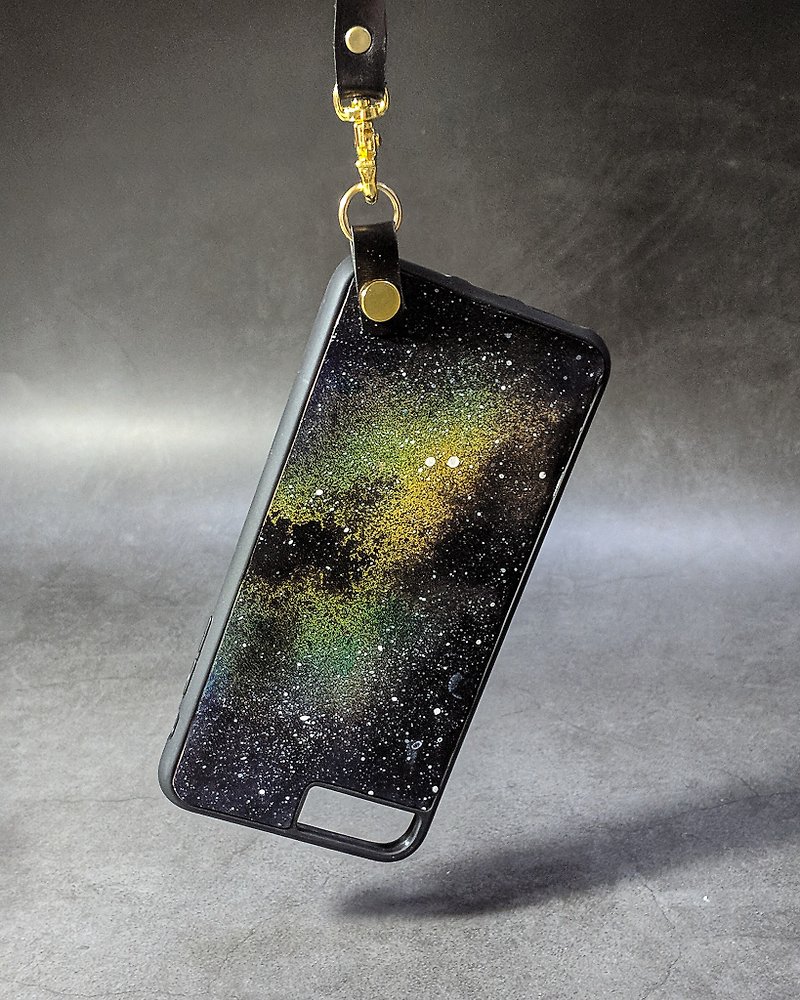 My Little Universe-Leather Phone Case-Lanyard Version - เคส/ซองมือถือ - หนังแท้ สีดำ
