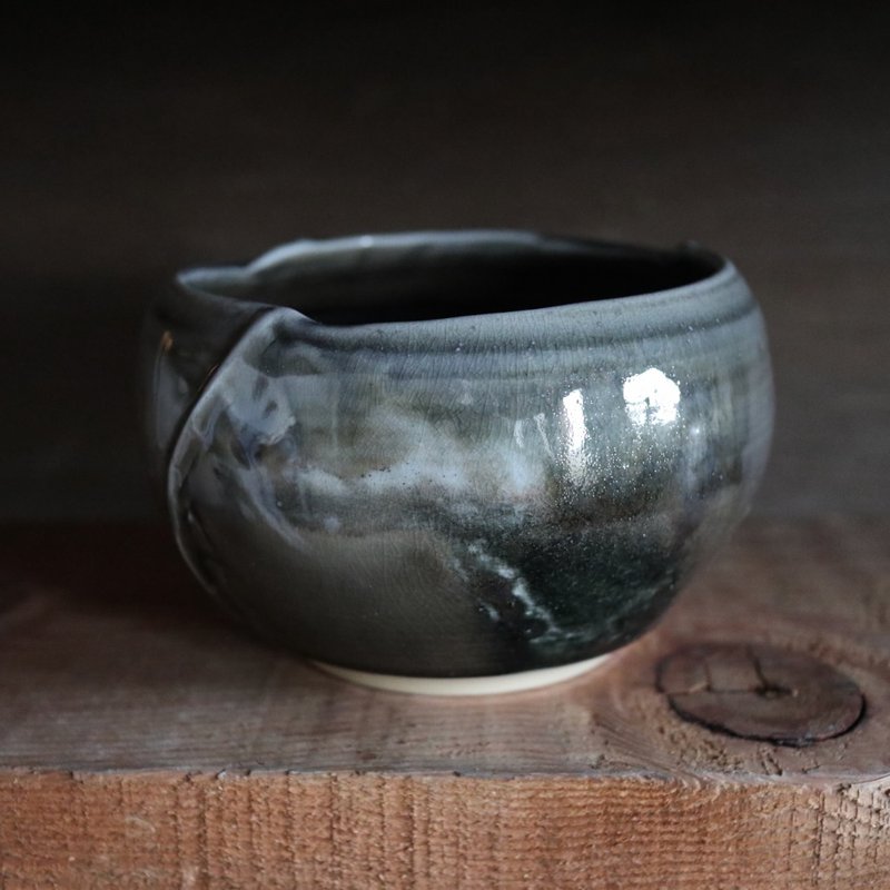Ink Sea・Wood-Fired Water Basin - ถ้วย - เครื่องลายคราม สีดำ