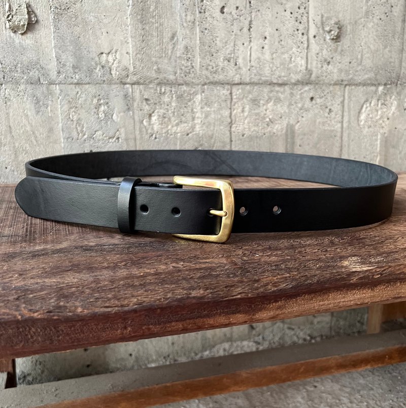 Black handmade 3.5cm genuine leather belt for men - เข็มขัด - หนังแท้ สีนำ้ตาล