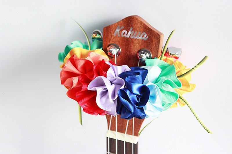 ribbon lei for ukulele,rainbowflower a, ukulele strap,ukulele accessories,hawaii - Guitars & Music Instruments - Cotton & Hemp Multicolor