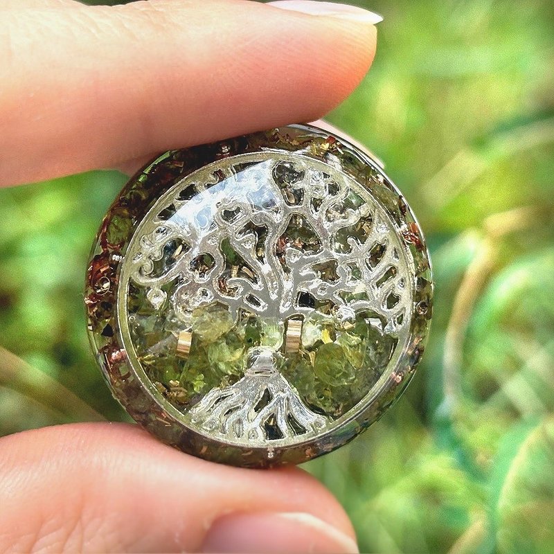 生命之樹半球體奧剛隨身盤 | 橄欖石 | 附絨袋 - 其他 - 水晶 綠色