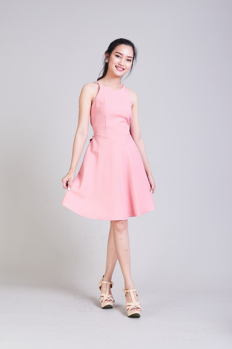 2018 Pink Dress Crisscross Dress Short Pink Party Dress Swing Skirt Summer Dress - One Piece Dresses - Polyester Pink