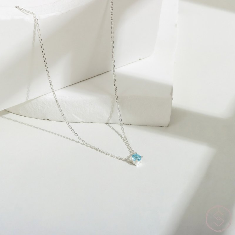 Pan | Stone S925 sterling silver | Natural stone light jewelry necklace - สร้อยคอ - คริสตัล สีน้ำเงิน