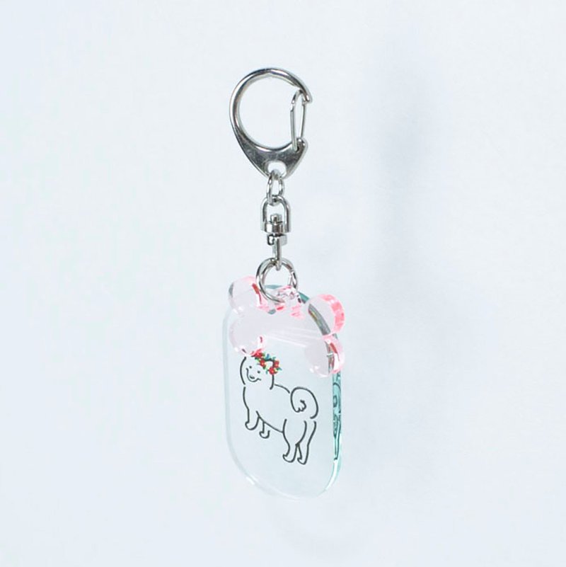 [Acrylic] Dog illustration [Key holder] Flower crown - Lanyards & Straps - Acrylic Transparent