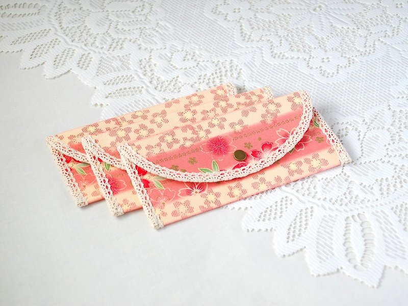 :: Cat Princess:: Red envelope with lace trim cloth. Pink cherry blossoms 1 pcs (pink) - ถุงอั่งเปา/ตุ้ยเลี้ยง - ผ้าฝ้าย/ผ้าลินิน สึชมพู