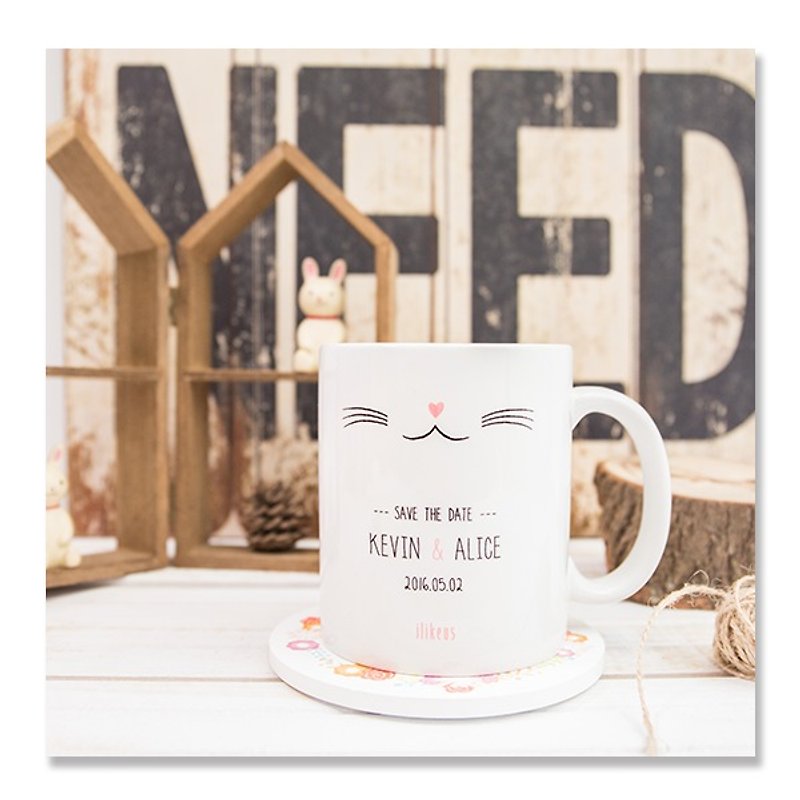 [Custom wedding commemorative mug nose pretty cat loving temperament] - Mugs - Other Materials 
