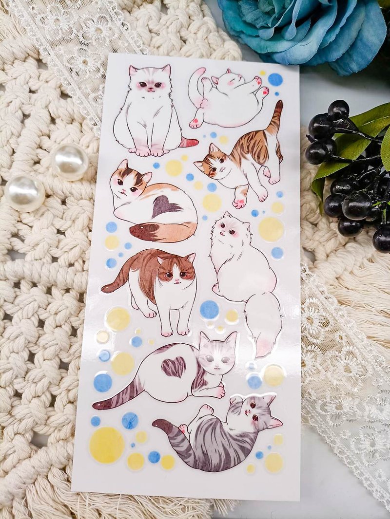 ME217_06可愛い猫 / Transfer Stickers - シール - プラスチック 多色