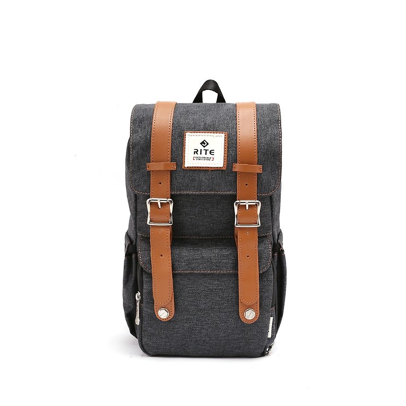 [Twin Series] 2018 Advanced Edition - Traveler Backpack (Medium) - Black Dishes - กระเป๋าเป้สะพายหลัง - วัสดุกันนำ้ สีน้ำเงิน