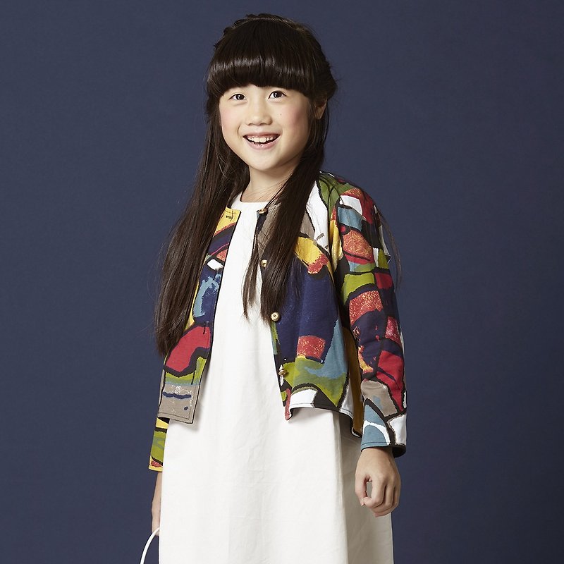 Ángeles- impression double two wear cotton jacket (7-10 years old) - Coats - Cotton & Hemp 