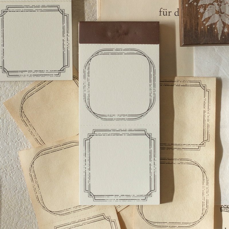 復古框 - 黑色循環 便箋本 - memo/便利貼 - 紙 卡其色